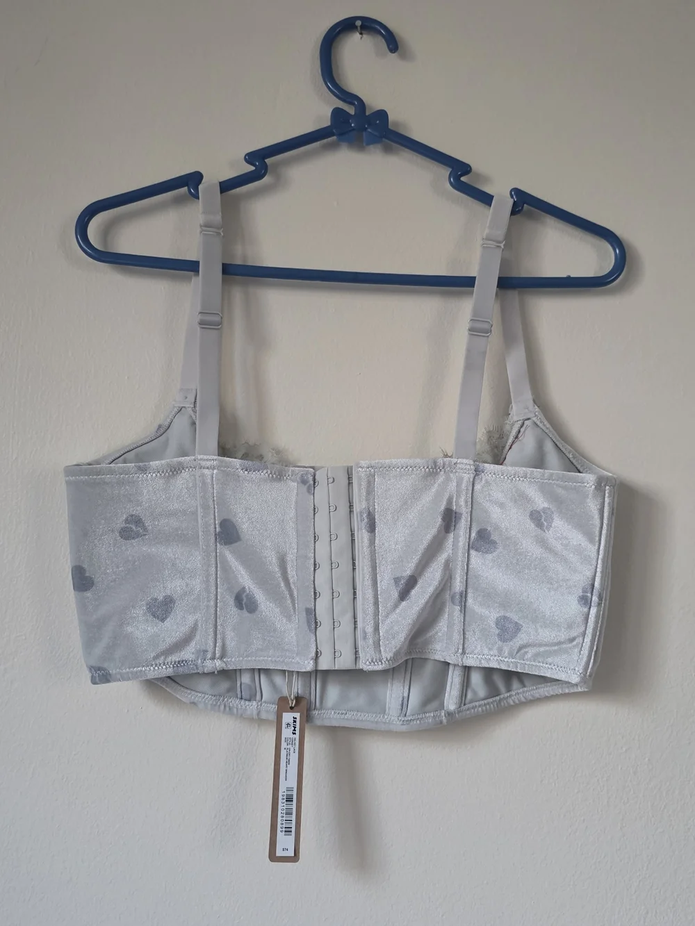 SKIMS Velvet Lace Corset Platinum Grey Heartbreaker NWT
